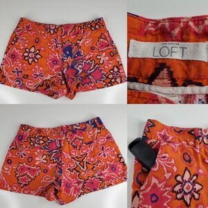 4 ANN TAYLOR LOFT MARISA PINK ORANGE PURPLE BLUE LINEN BLEND 4" SHORTS small